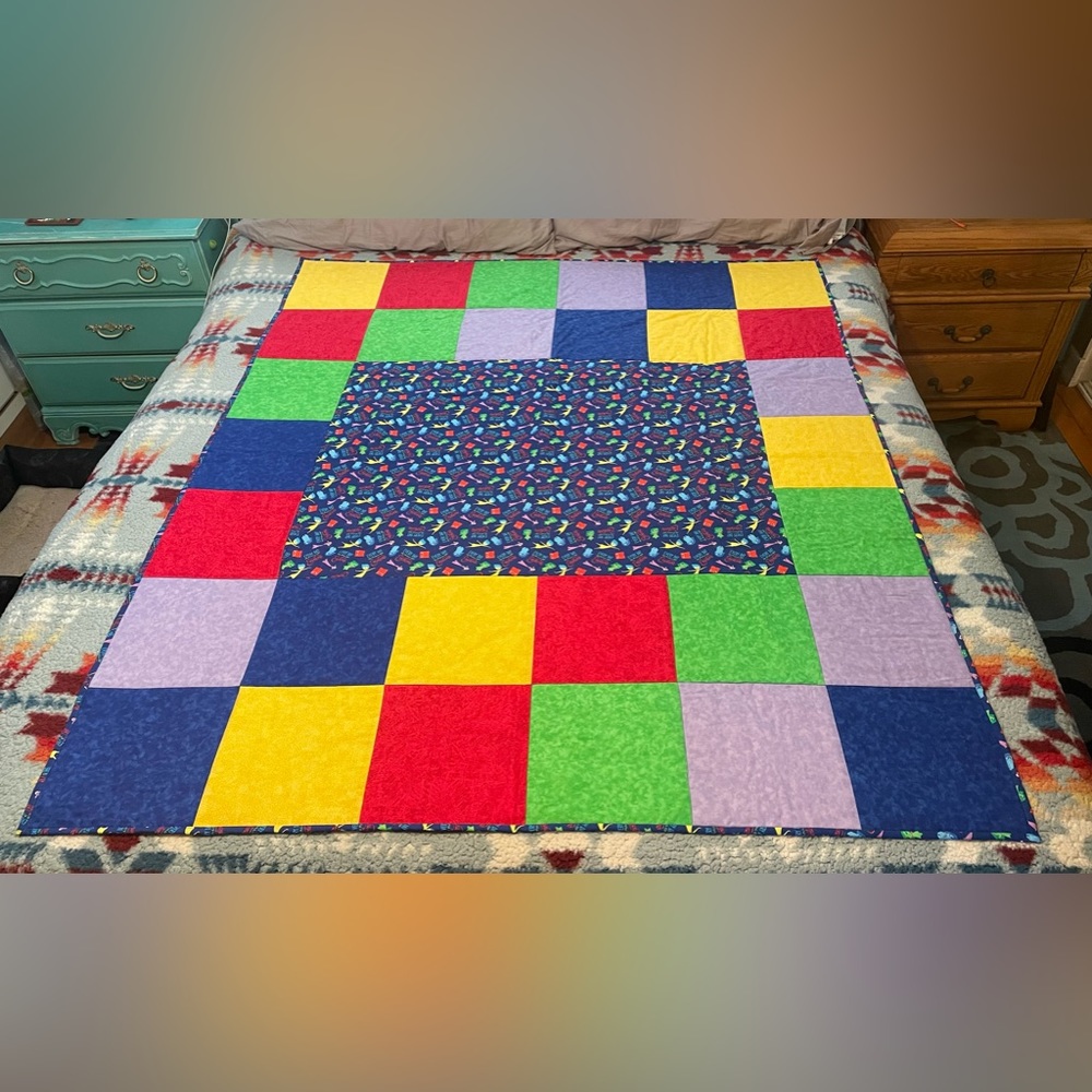 NEW Handmade Quilt Inside Out Movie Theme Colorful Throw Size